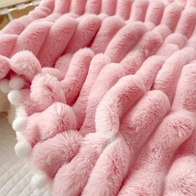 Tuscan Faux Rabbit Fur Double Blanket